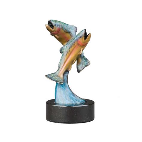 Bronze Rainbow Trout Pair Sculpture - Caswell Sculpture