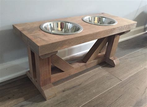 Dog Bowl Feeder Stand // Elevated Raised Stand // Farmhouse Rustic Wood ...