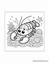 Lobster Coloring Pages > On Sand  Planet sketch template