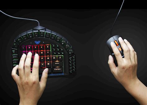AULA One Handed Gaming Keyboard, RGB LED Backlist Mechanical Keyboard with Removable Hand Rest ...