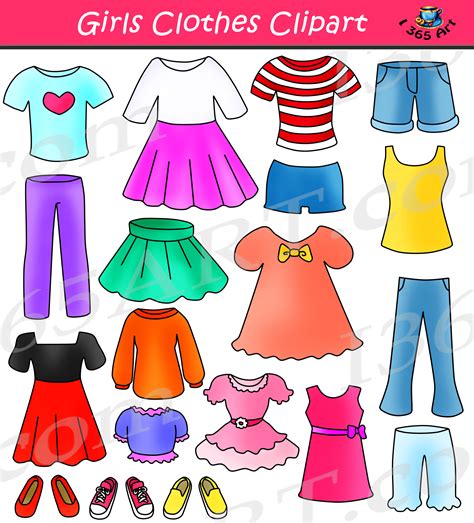 Girls Clothes Clipart Set Dress Up Clip Art - School Clipart