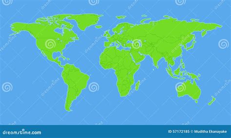 Plain World Map with Countries Stock Vector - Illustration of color, arctic: 57172185