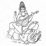 Saraswati Coloring Pages  sketch template