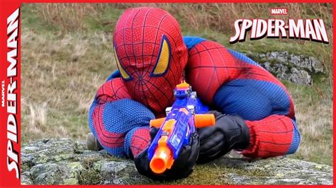 NERF GUN: SNIPER SPIDERMAN vs 3 American SOLDIERS In Real Life Nerf Battle E1 - YouTube