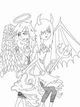 Angel Vs Devil Coloring Pages sketch template
