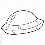 Vector Illustration coloring Page With Cartoon ufo For Children  sketch template
