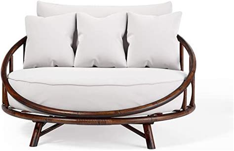 Zew Rattan Daybed Large Accent Sofa Chair Lawn Pool Garden Seating ...