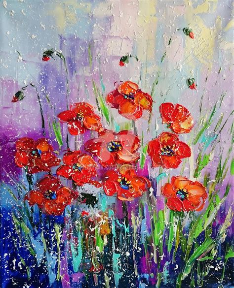 My Poppies; Original Oil Painting On Can, Painting by Alena Shymchonak | Artmajeur