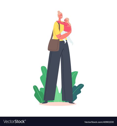 Young female character holding toddler baby Vector Image