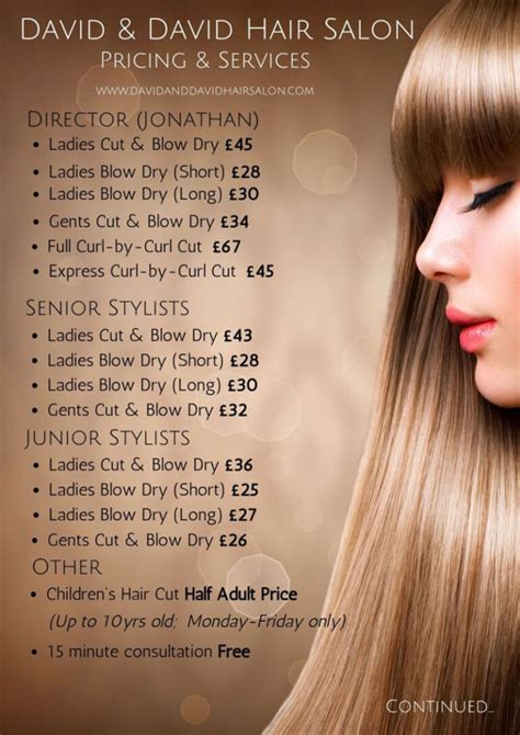 Hair Salon Prices List and Menu Design Ideas