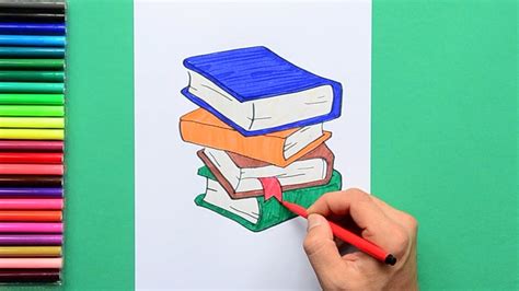How to draw a stack of books - YouTube