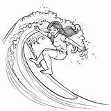 Premium Vector  Girl Surfing On The Wave Cartoon Style Coloring Pages sketch template