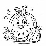 Happy Watermelon Character Coloring Page  Pagescom sketch template