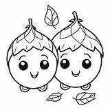 Two Cute Acorn Coloring Pages Outline Sketch Drawing Vector Acorns  sketch template