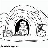 Eskimo Live In Igloo Coloring Page  For Kids – Smart sketch template