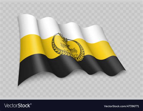 3d realistic waving flag of perak is a state Vector Image