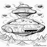 Alien Spaceship Coloring Pages  Free & Printable sketch template