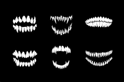 Premium Vector | Horror monster and vampire or zombie fangs teeth silhouette vector illustration ...