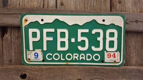 Colorado License Plate Number PFB-538 with September 1994 Registration ...