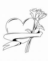 Heart And Roses sketch template