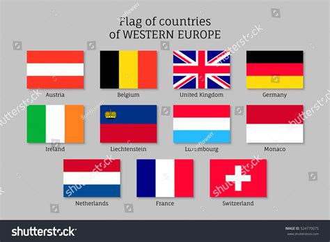 Set Flags Western Europe Countries 11 Stock Vector (Royalty Free) 524770075 | Shutterstock