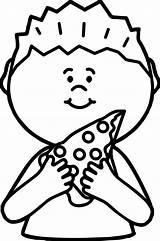 Awesome Boy Eating Pizza Coloring Page  coloring Free sketch template
