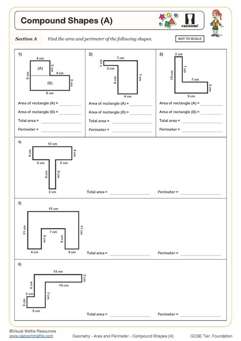 Compound Shapes (A) Worksheet | Cazoom Maths Worksheets