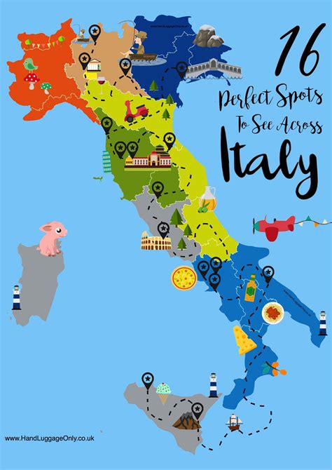 Tourist map of Italy: tourist attractions and monuments of Italy