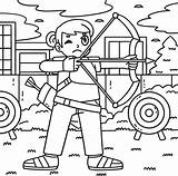 Archery Female Archer Taking Aim Coloring Page 50750178 Vector Art At  sketch template