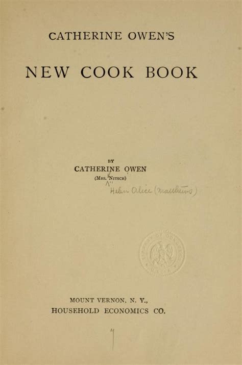 Catherine Owen's new cook book | Library of Congress