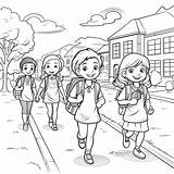 Child Going To School Coloring Page Stock Illustrations – 29  sketch template