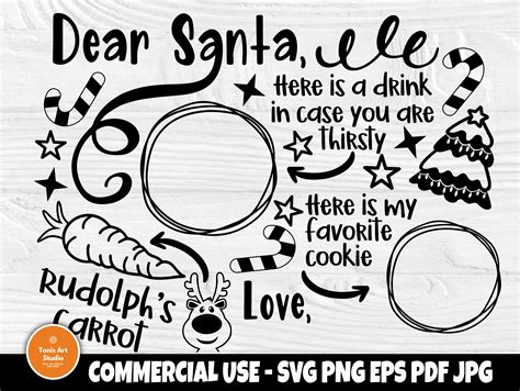 Santa Cookie Plate Svg Print, Dear Santa Tray Vector Silhouette, Digital Cookies For Santa ...