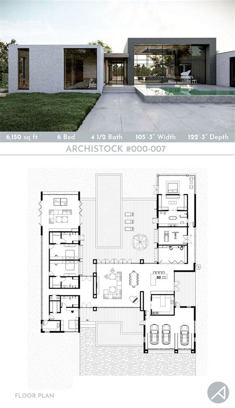 6-Bedroom Modern Minimalist House Plan - Modern House Plans | Modern ...