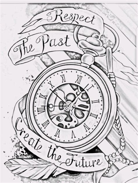 clock tattoo design drawing - Collette Forte