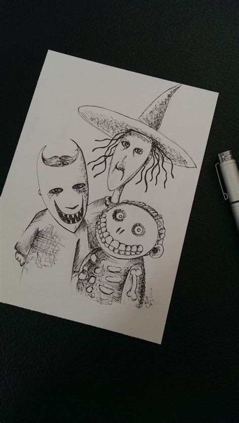 Lock Shock and Barrel, Nightmare before Christmas Ink Drawing | Scary ...