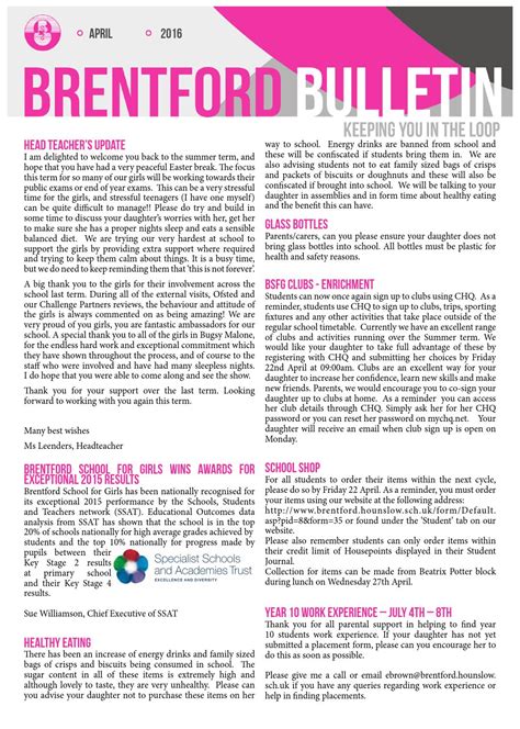 Brentford Bulletin - April 2016 by Brentford School for Girls - Issuu