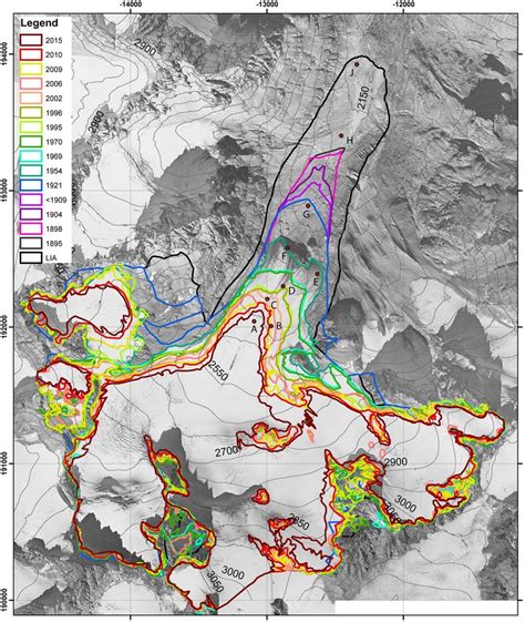 Glacier outlines mapped from the sources listed in Table S6 with ...