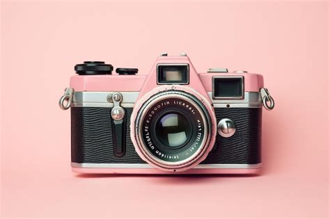 Premium Photo | Vintage camera on pink background