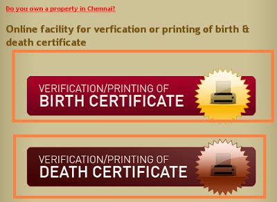 How to get birth/death certificate in Chennai native