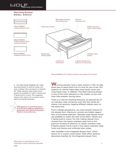 WOLF WWD30 PLANNING INFORMATION Pdf Download | ManualsLib