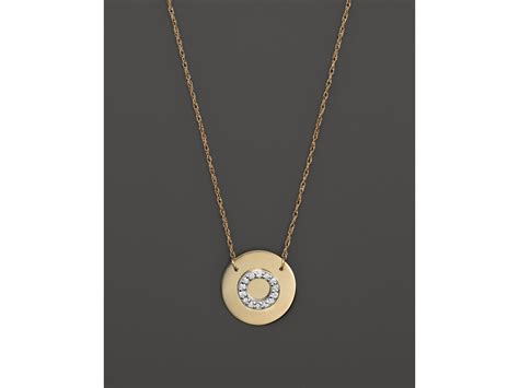 Jane basch 14k Yellow Gold Circle Disc Pendant Necklace With Diamond Initial, 16" in Gold (O) | Lyst