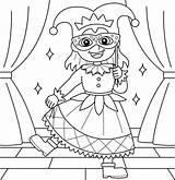 Mardi Gras Jester Girl Coloring Page For Kids 15867606 Vector Art At  sketch template