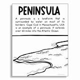 PENINSULA  BIOMES AND LANDFORMS Coloring Page For Craft Projects And sketch template
