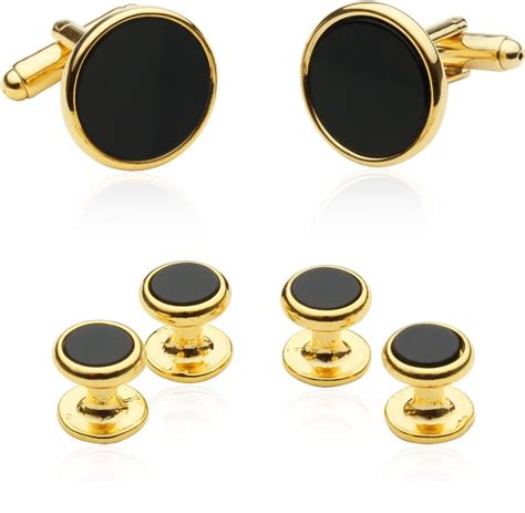 Tuxedo Cufflinks and Studs - Black Onyx with Gold Tone > Cuff Daddy