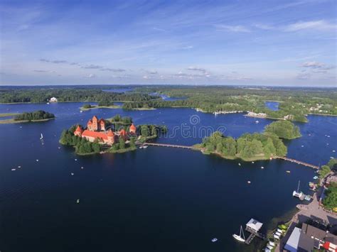 Trakai Island Castle in Trakai, Lithuania. Aerial View. Stock Photo - Image of pier, dock: 110609438