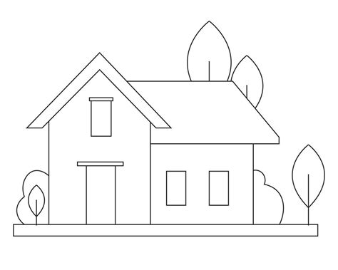Easy Simple house Coloring page. modern House line art design. line art 6309159 Vector Art at ...