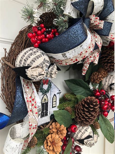 Winter Wreath, Christmas Wreath, Country Christmas, Church Wreath, Christmas Church Wreath - Etsy