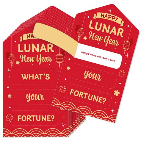 Lunar New Year - Game Pickle Cards - Fortune Pull Tabs - Set of 12 | BigDotOfHappiness.com – Big ...