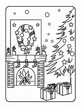 Christmas Tree And Fireplace Coloring Page  Free Printable sketch template