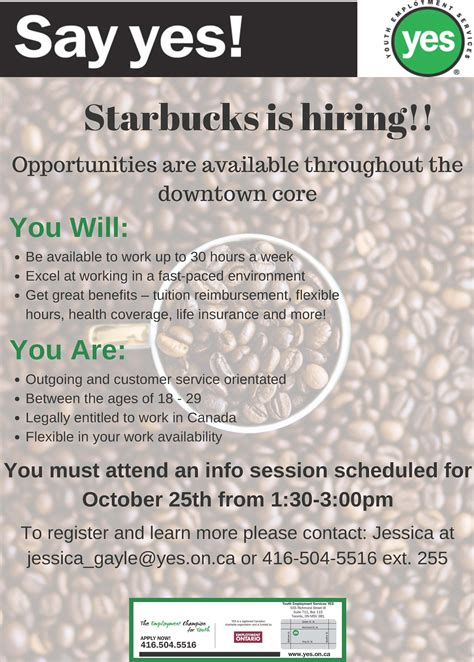 Starbucks is Hiring! - Youth Employment Services YES